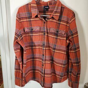 Patagonia Organic Cotton Flannel Shirt Women’s Large Rust Plaid Button Down